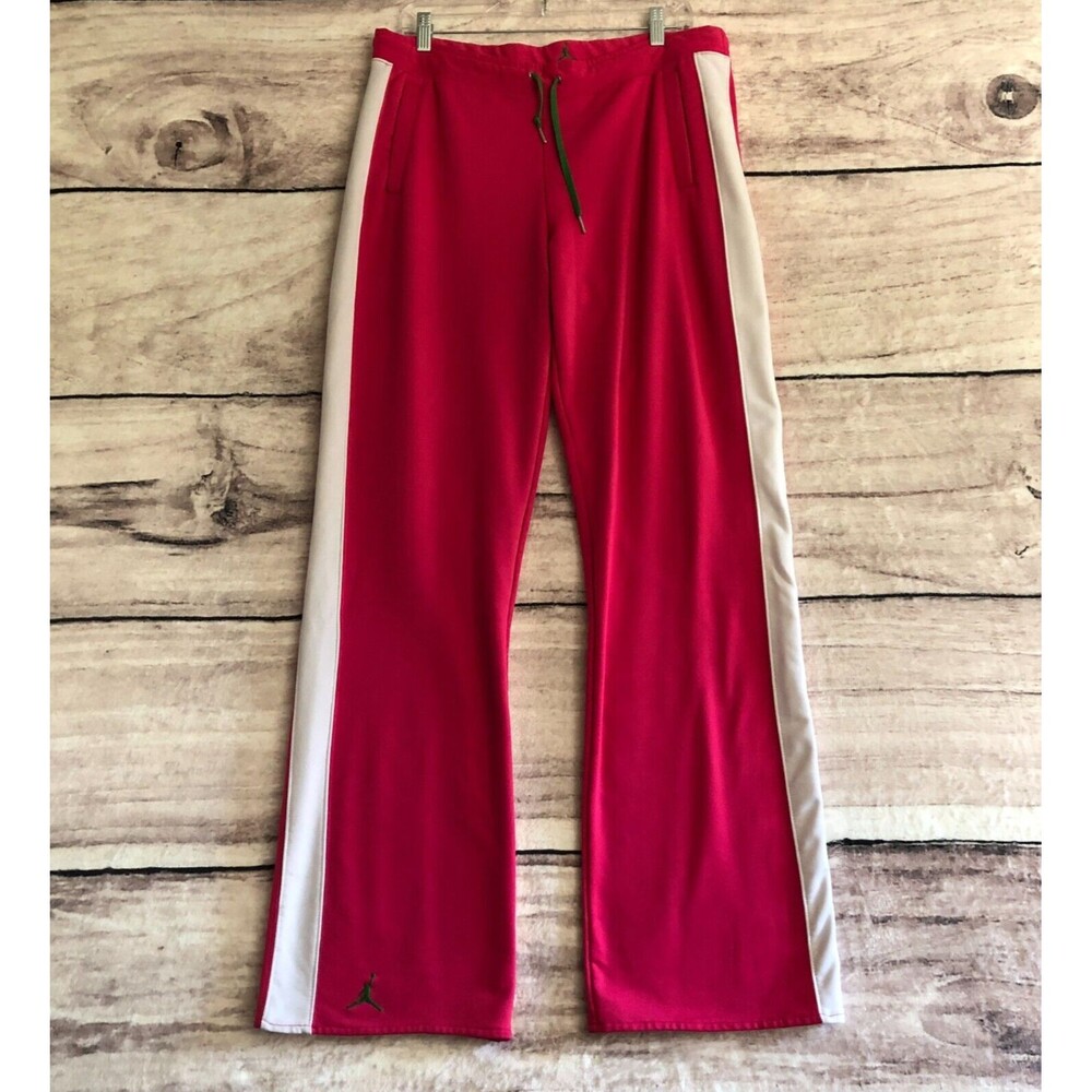 Nike Air Jordan Jumpman Track Pants L Womens Pink White Panel Side Stripe Logo
